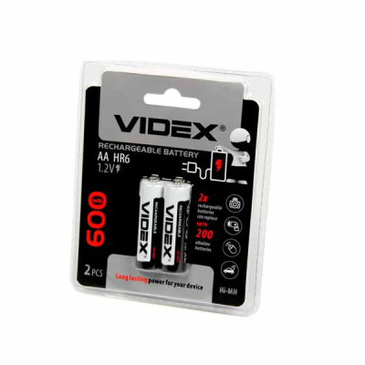 Аккумулятор AA Ni-MH Videx Rechargeable VID-HR6-600 HR6 1,2В 600мАч BL2