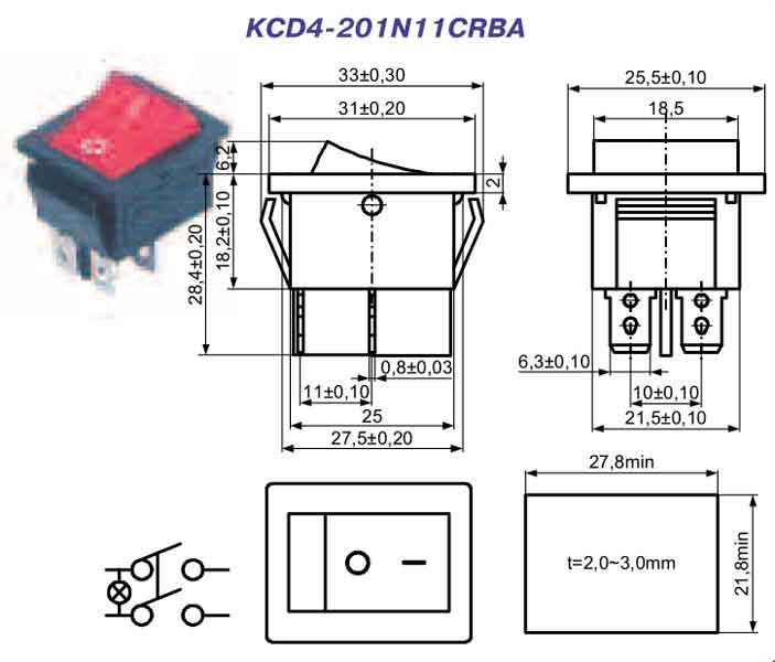 Kcd4 16a 250v 4 контакта схема подключения