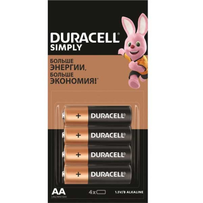 Батарейки AA Alkaline Duracell Simply LR6 BL4