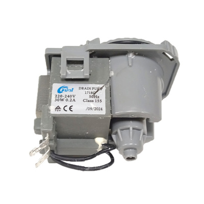 Насос сливной (помпа) 1718C Fudi 30W, крепл. — 4 защелки, выводы — сзади вместе вид 3