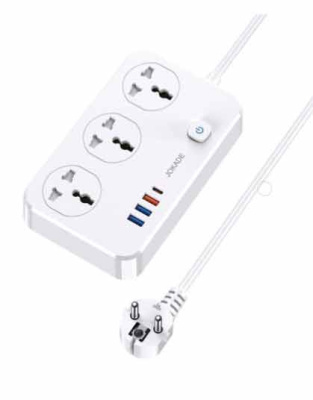 Сетевой фильтр Jokade JB058 3 розетки 10А 2500W белый 1.5 м