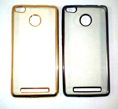 Чехол Xiaomi Redmi 3Pro 3S бампер силикон прозрачный с черный золотой край
