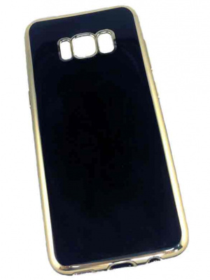 Samsung S8 SM—G950F бампер силиконовый черный с золотой рамкой