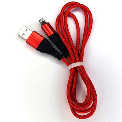 Data кабель USB-Apple iPhone 1.0m тканевая оплетка красный X38 Hoco