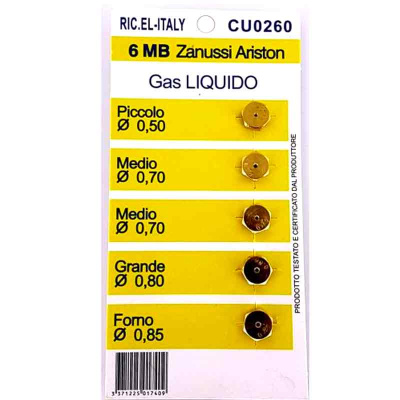 Набор жиклеров газовой плиты (0.50 0.7-2шт 0.8 0.85 ) CU0260