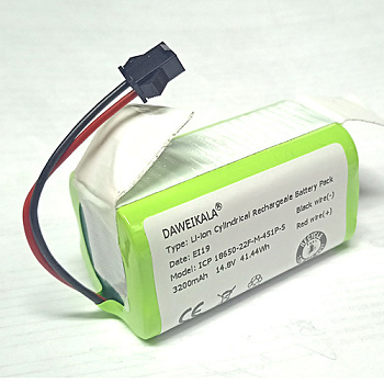Аккумуляторная батарея 18650 Li-ion Daweikala 4S1P 14,8В 3200мАч для роботов - пылесосов