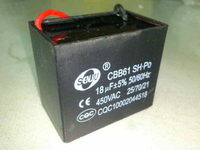 Конденсатор пусковой 18 мкФ 450 В CBB61 (Senju)