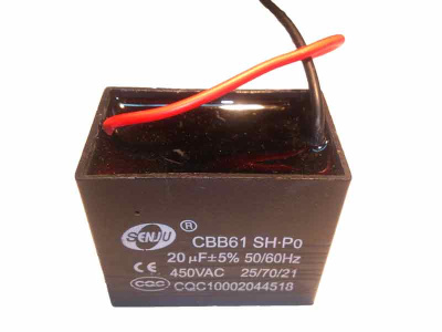 Конденсатор пусковой 20 мкФ 450 В CBB61 (Senju)