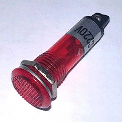 Лампа индикации электрической плиты EP323  XD10-3_0 220v D-14мм, L-38мм красная