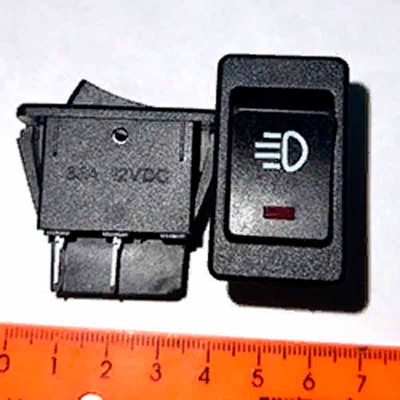 Кнопка клавишная с индикацией к панели управления для плит и другой техники 35А 12V 4контакта KN104