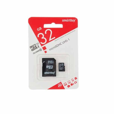 Карта флэш-памяти MicroSD 32 Гб Smart Buy +SD адаптер (class 10)