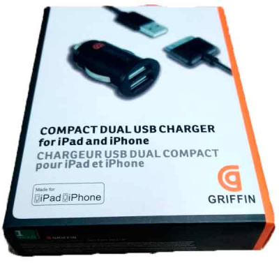 Адаптер автомобильный 2USB Griffin GS23110 АЗУ+кабель Apple iPhone iPad 2100